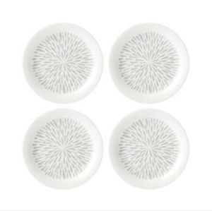 NWT | Lenox Set of 4 White & Gray Accent Plates | Profile Collection
